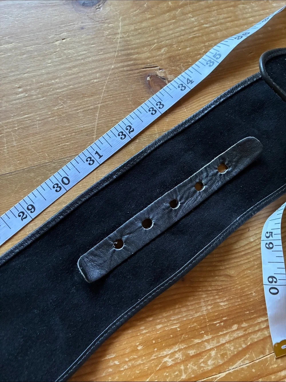 Vintage Anne Klein for Calderon Black Suede Large Gold Buckle Wide Belt